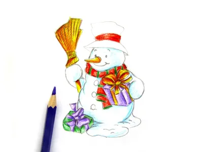 Новогодний снеговик рисунок карандашом - 72 фото