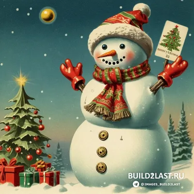 Рисунок Веселый снеговик - «Новогодние фантазии» (№297215-13.03.2022 -  13:23)