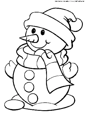 Раскраска Снеговик в шарфе и шапке | Раскраски снеговики. Зимние новогодние  раскраски снеговиков