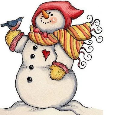 Рисунки снеговика для срисовки (56 фото)