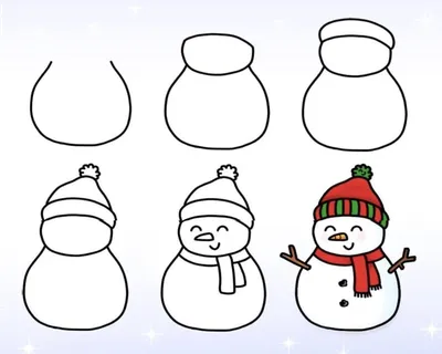 Снеговики для срисовки - рисунки на Новый год 2021
