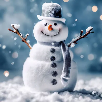 Снеговик на белом фоне» — создано в Шедевруме