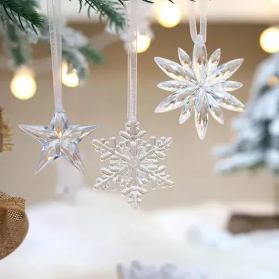 3шт/набор DIY рождественские прозрачные снежинки акриловые елочные  украшения Новый год – лучшие товары в онлайн-магазине Джум Гик