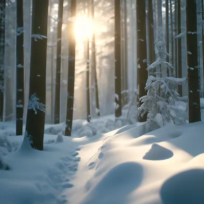 Снежный лес, эстетично, красиво, …» — создано в Шедевруме