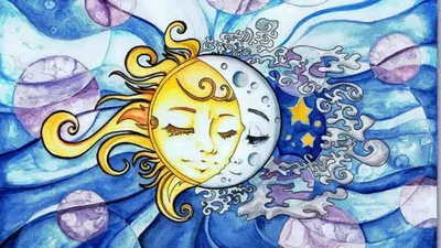 Мистический рисунок: стилизованное солнце и луна, день и ночь, космический  дуализм Символ Зена Иллюстрация штока - иллюстрации насчитывающей  геометрическо, чертеж: 158821250