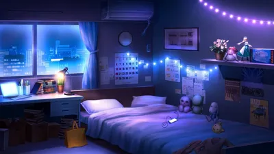 Интерьер спальни с вязаным пледом на кровати и светящейся лампой ночью ::  Стоковая фотография :: Pixel-Shot Studio