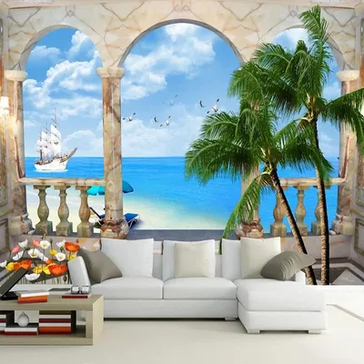 Купить Фотообои 3D стерео в средиземноморском стиле, фреска для гостиной,  спальни, домашний декор, обои | Joom