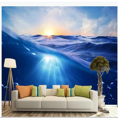 Морские волны Синие Красивые 3D стерео обои ТВ фоновая стена 3d фрески обои  для гостиной | AliExpress