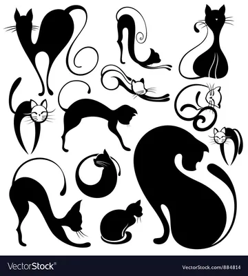 Стилизованные коты - элегантность и грациозно коты. Иллюстрация вектора -  иллюстрации насчитывающей грациозно, картина: 28566228