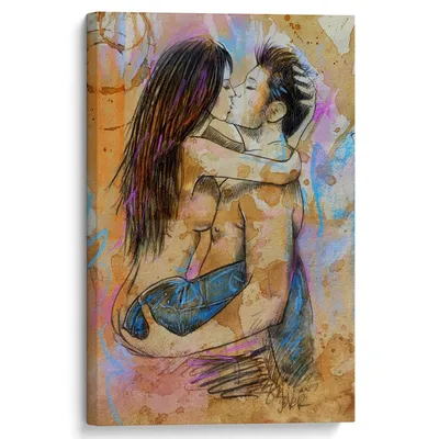 страстная поцелуй пара любовь стикер стены - TenStickers