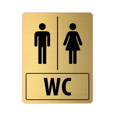 Табличка на туалет WC gold, 11.5 см, 9 см - купить в интернет-магазине OZON  по выгодной цене (196828501)