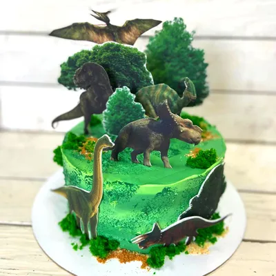 Торт Динозавры с фотопечатью на леденцах