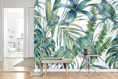 Съемные 3d обои в стиле сафари, нетканые тропические обои, тропические  джунгли, дерево, 5D цветы | AliExpress