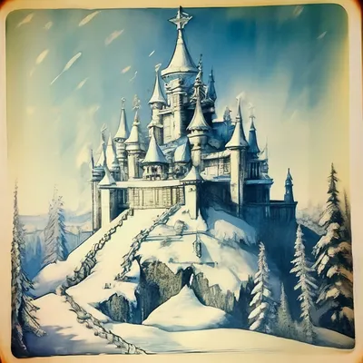как нарисовать ледяной замок снежной королевы гуашью, урок для детей от 6  лет - YouTube
