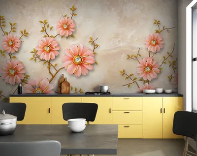 Дизайнерские фотообои 3d цветы Хризантемы №abu74337. Авторские обои под  заказ | ABC-Decor