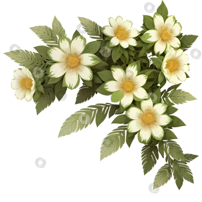 Стилизованые белые цветы на прозрачном фоне. PNG - Ozero - российский  фотосток