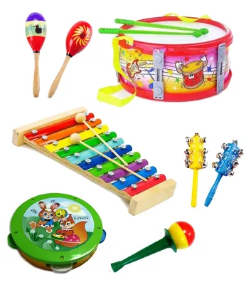 детские музыкальные инструменты Стоковое Изображение - изображение  насчитывающей цветасто, зеленый: 267548513