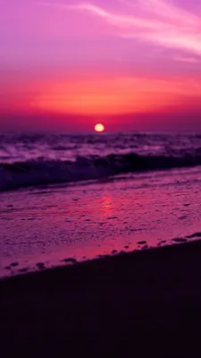 Обои фото природа 368x254 см Фиолетовый закат на морском пляже (889P8)+клей  купить по цене 1200,00 грн