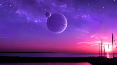 фиолетовый закат (1920x1080) - Обои - Пейзажи