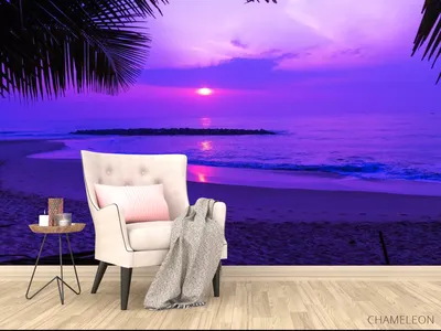 Фотообои Фиолетовый закат над морем», (арт. 21475) - купить в  интернет-магазине Chameleon