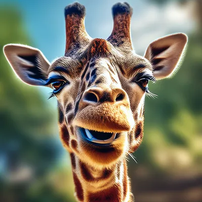 Смешной удивленный жираф заглядывает …» — создано в Шедевруме