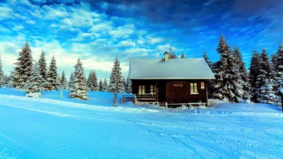 Картинки зима, домик - обои 1366x768, картинка №270182