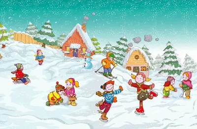 Пазл зима в деревушке - разгадать онлайн из раздела \"Для детей\" бесплатно