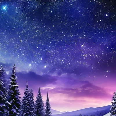 Фиолетовый зима ночь созвездия обои» — создано в Шедевруме