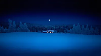 Зимняя ночь - обои для рабочего стола