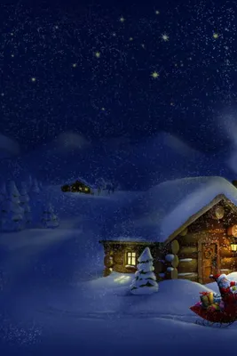 Рисунок Зимняя ночь в деревне №34392 - «Природа родного края!» (09.01.2024  - 03:58)
