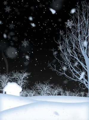 Чистая ручная роспись зимняя ночь на фоне снежного пейзажа Обои Изображение  для бесплатной загрузки - Pngtree