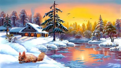 🎨 Сказочные зимние пейзажи художника Виктора Захаровича Цыганова! 🎨 -  YouTube