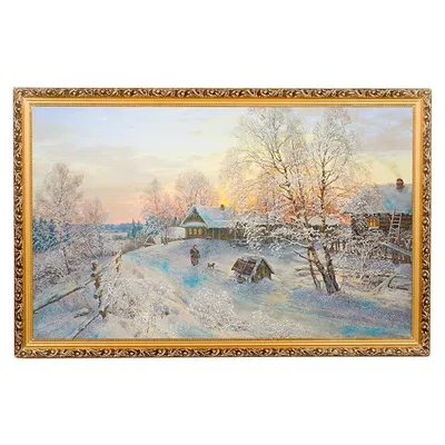Зимний домик в деревне - Картинки зима - анимированные картинки
