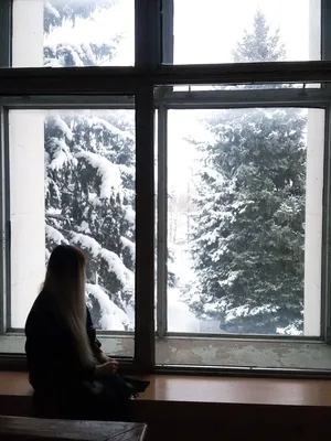 Зимний пейзаж. Вид из окна на Snowcovered во двор. Стоковое Фото -  изображение насчитывающей затишье, дом: 207657126