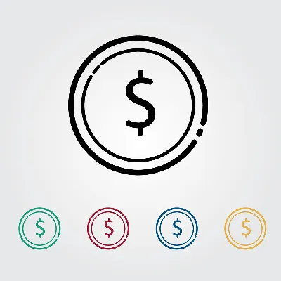 Значок Доллара Векторная Иллюстрация Доллар Деньги Монета Валюта Финансы  Наличные Оплата Доллар Сша Линия Контур Иконки — стоковая векторная графика  и другие изображения на тему 1 доллар - Бумажные деньги США - iStock