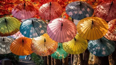 Красочные зонтики на потолке в дождливой погоде во время сезона зимы  Стоковое Фото - изображение насчитывающей цвет, красно: 154522756