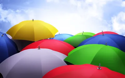 синий и розовый зонтик на фоне неба Обои Изображение для бесплатной  загрузки - Pngtree