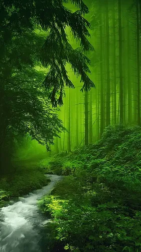 Природа Лес Обои на телефон ручей в лесу