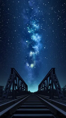 Звездное Небо Обои на телефон мост с огнями ночью