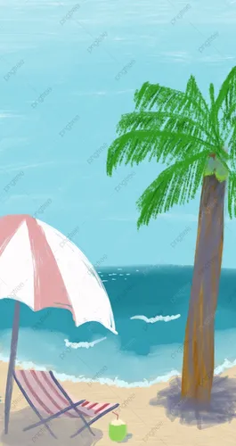 Море Пляж Обои на телефон пара зонтиков на пляже