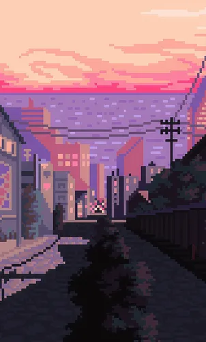 Пиксельные Обои на телефон красочное небо над городом