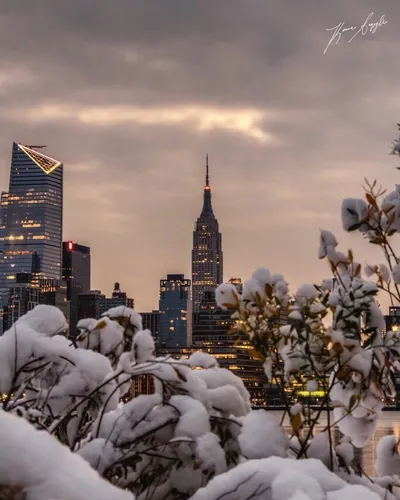 Нью Йорк Обои на телефон городской пейзаж со снегом