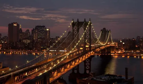 Нью Йорк Обои на телефон мост с огнями ночью