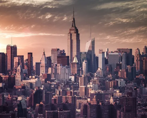 Нью Йорк Обои на телефон городской пейзаж на закате