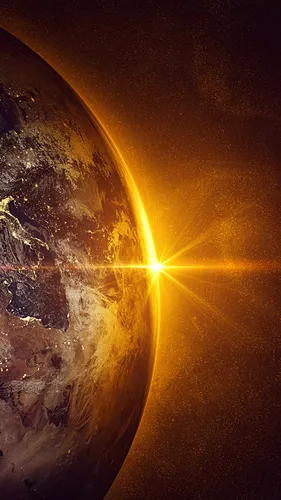 Земля Обои на телефон планета с ярким светом посередине