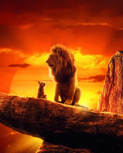 Король Лев Обои на телефон лев и детеныш на скале