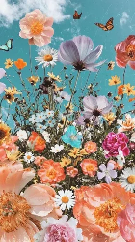 Красивые Цветы Обои на телефон группа разноцветных цветов
