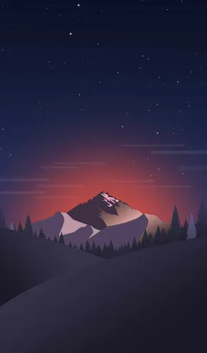 Ночь Обои на телефон заснеженная гора со звездным небом