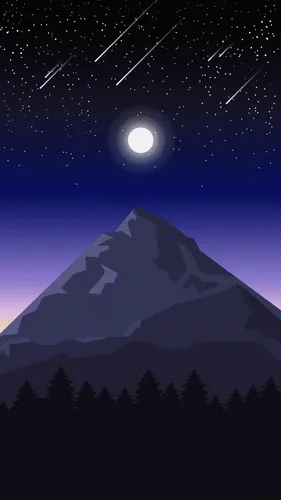 Ночь Обои на телефон гора с луной на заднем плане