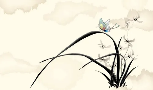 Рисованные Обои на телефон бабочка на цветке